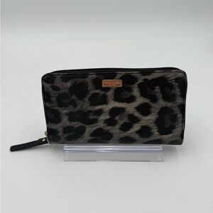 kate spade Black & Gray Leopard Print Zip Wallet